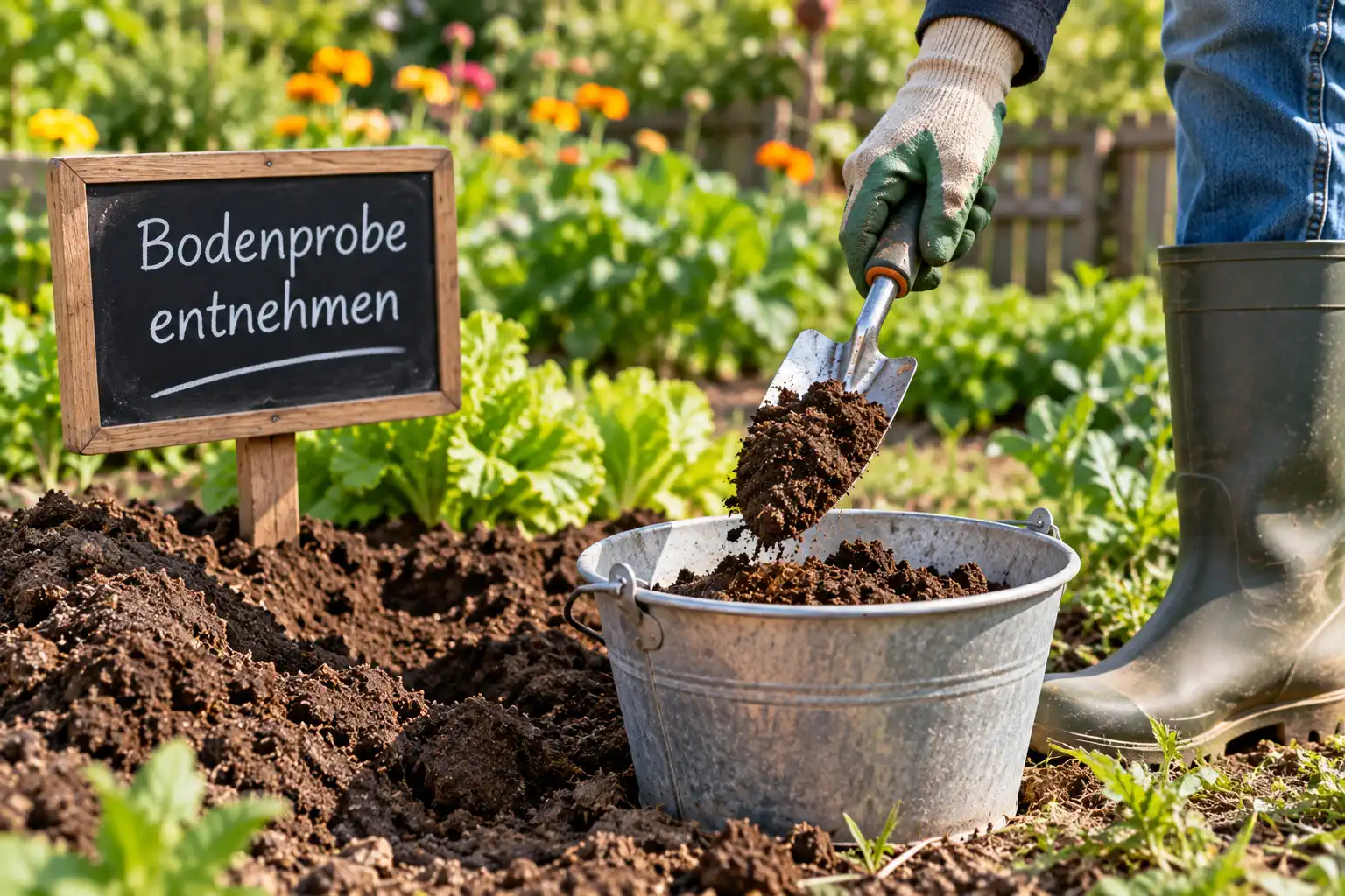 Eine Bodenprobe wird entnommen