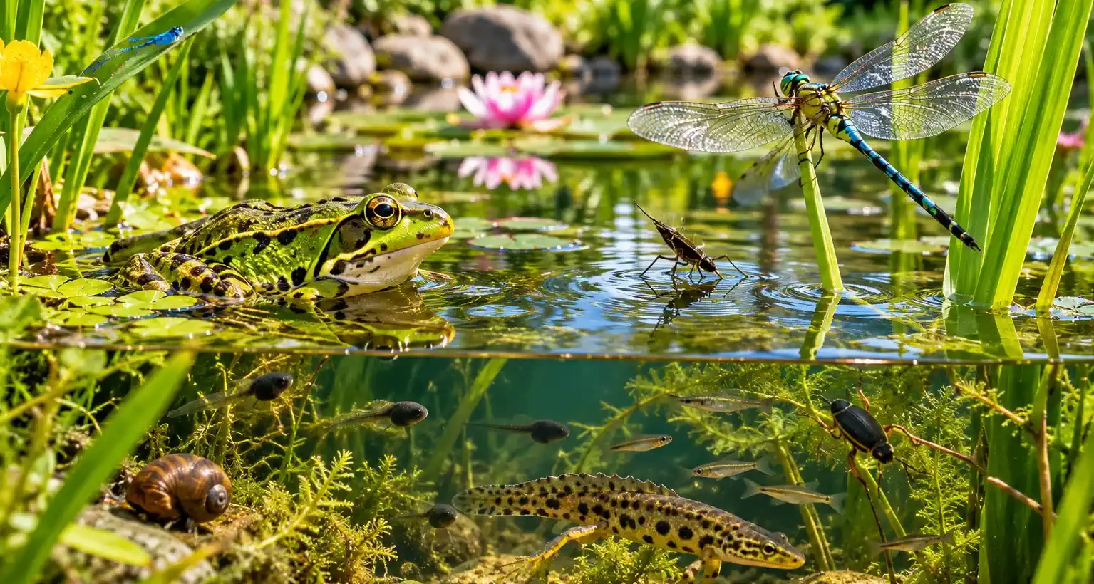 NATURTEICH: Teichfrosch, Libelle und weitere Wasserinsekten – ausdrücklich ohne Fische