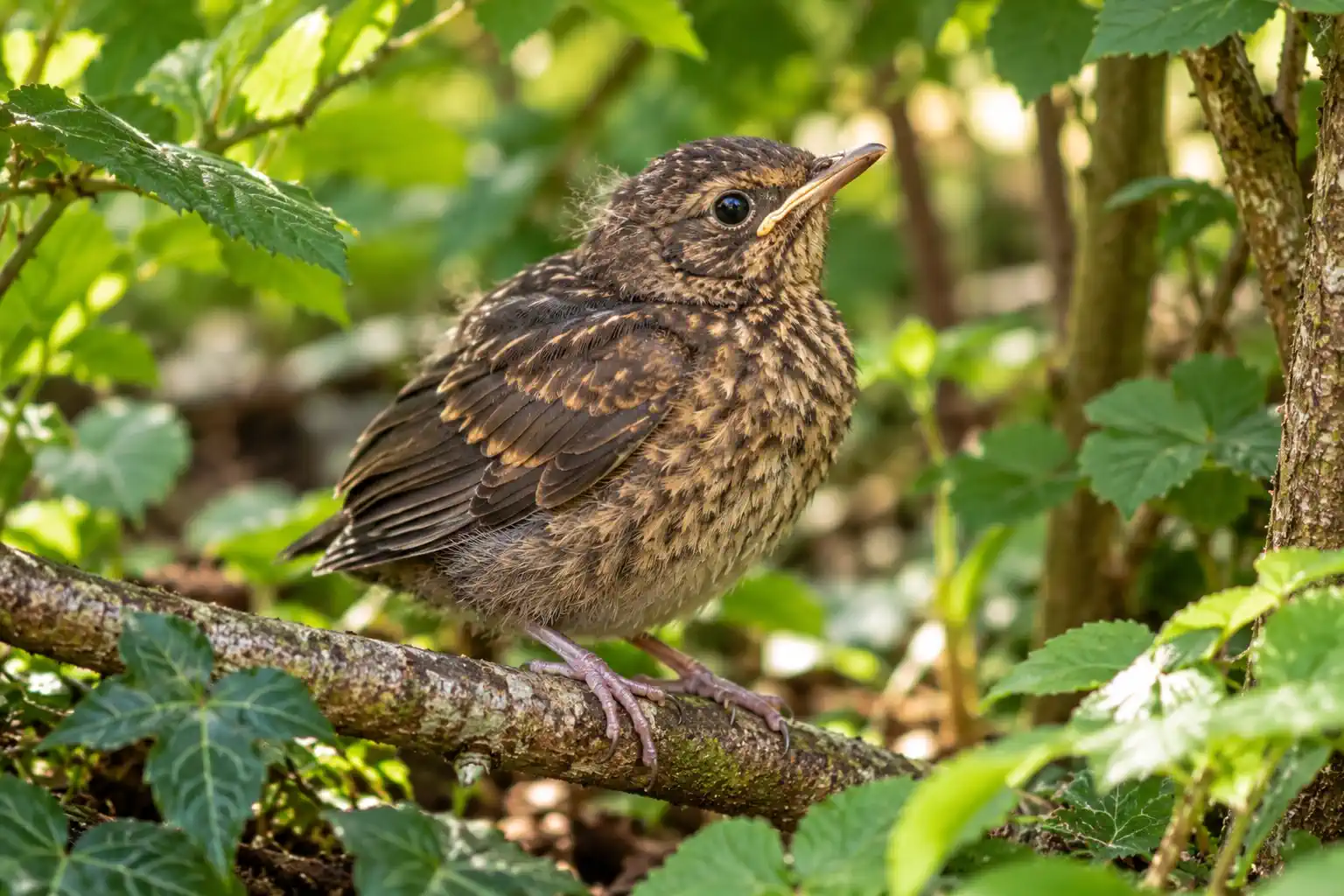Jungvogel auf einem Ast (Ästling)